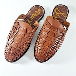 Sam Edelman Keelyn Brown Leather Hurache Mules